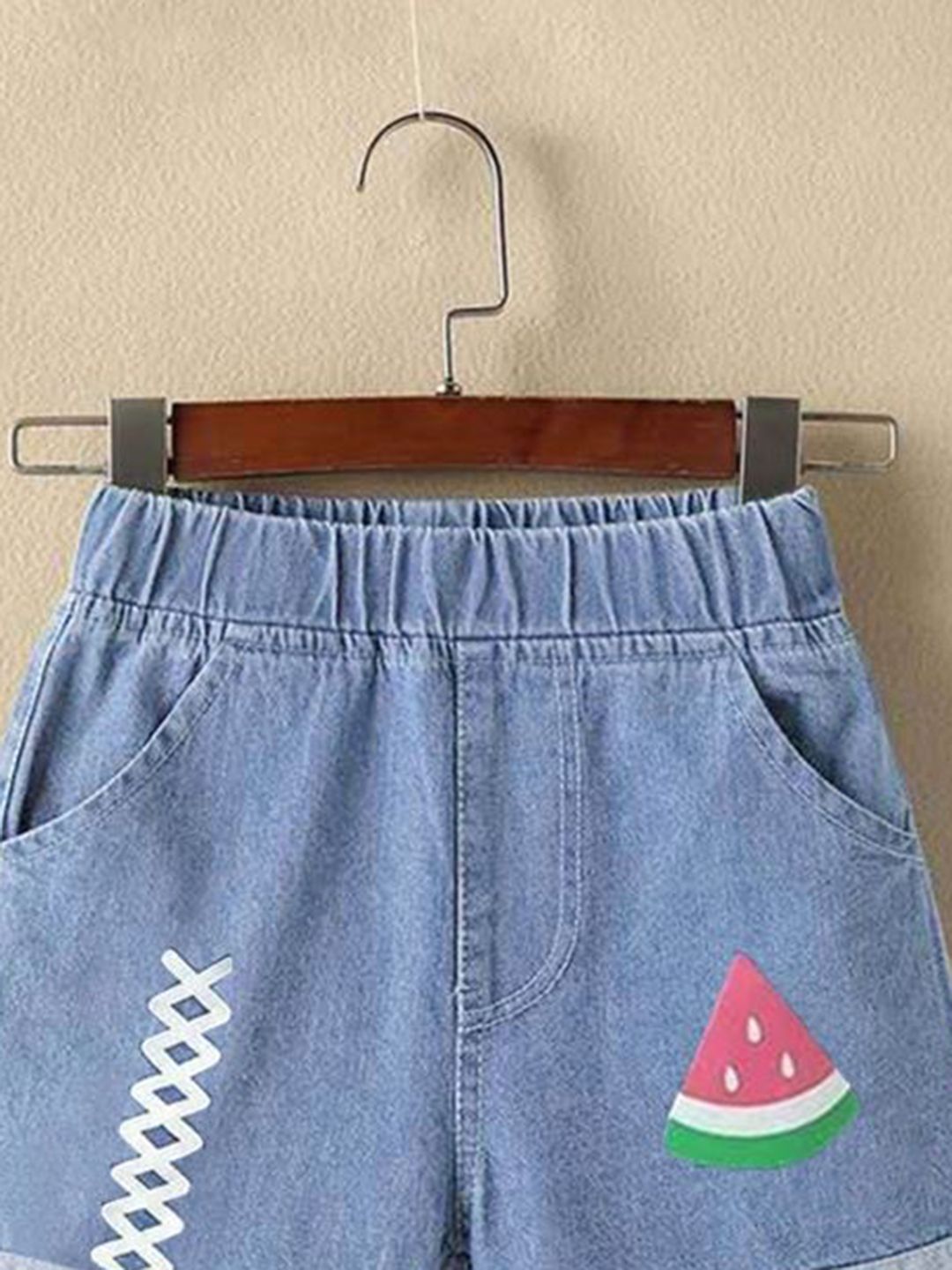 YK Girls Embellished Washed Denim Shorts