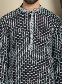 Anouk Geometrik Benang Sulam Kerja Kapas Kurta Lurus