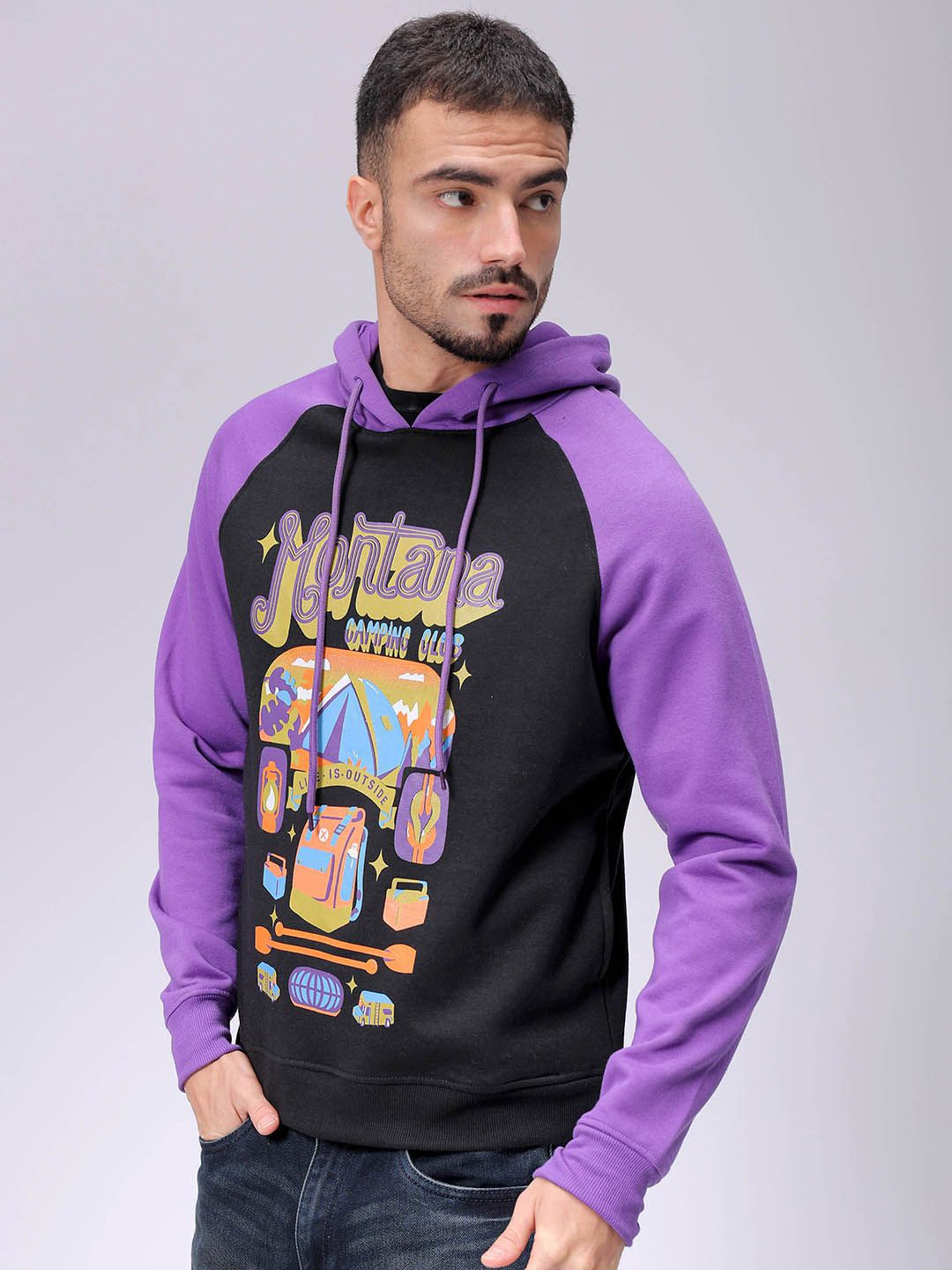 The Indian Garage Co Men Printed Hooded Sweatshirt