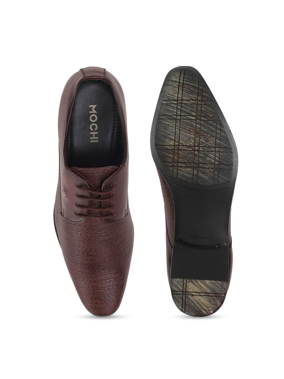Mochi Men Leather Solid Lace-Ups Formal Derbys