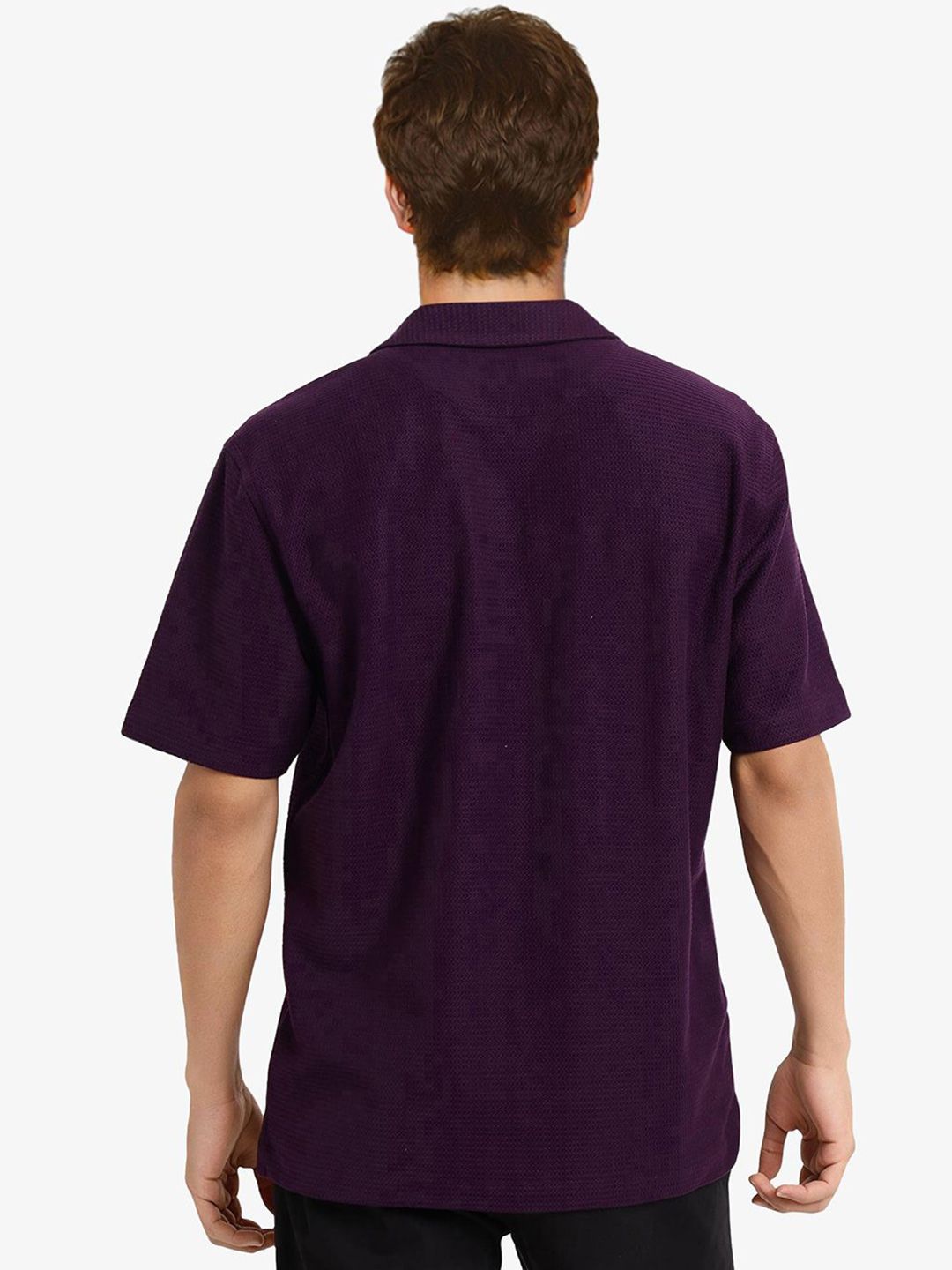 RARE RABBIT Men Comfort Cuban Collar Solid Cotton Boxy Casual Shirt