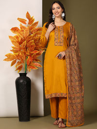 Mamicha Women Ethnic Motifs Embroidered Regular Thread Work Pure Cotton Kurta with Palazzos & With Dupatta