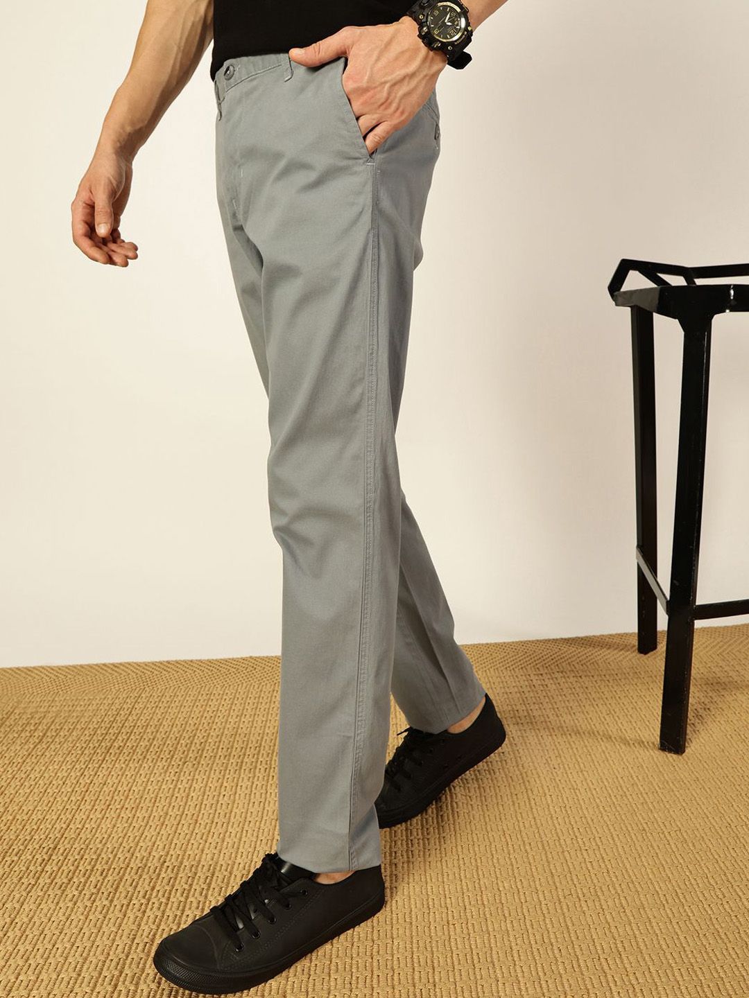 Thomas Scott Men Mid-Rise Smart Slim Fit Wrinkle Free Trousers