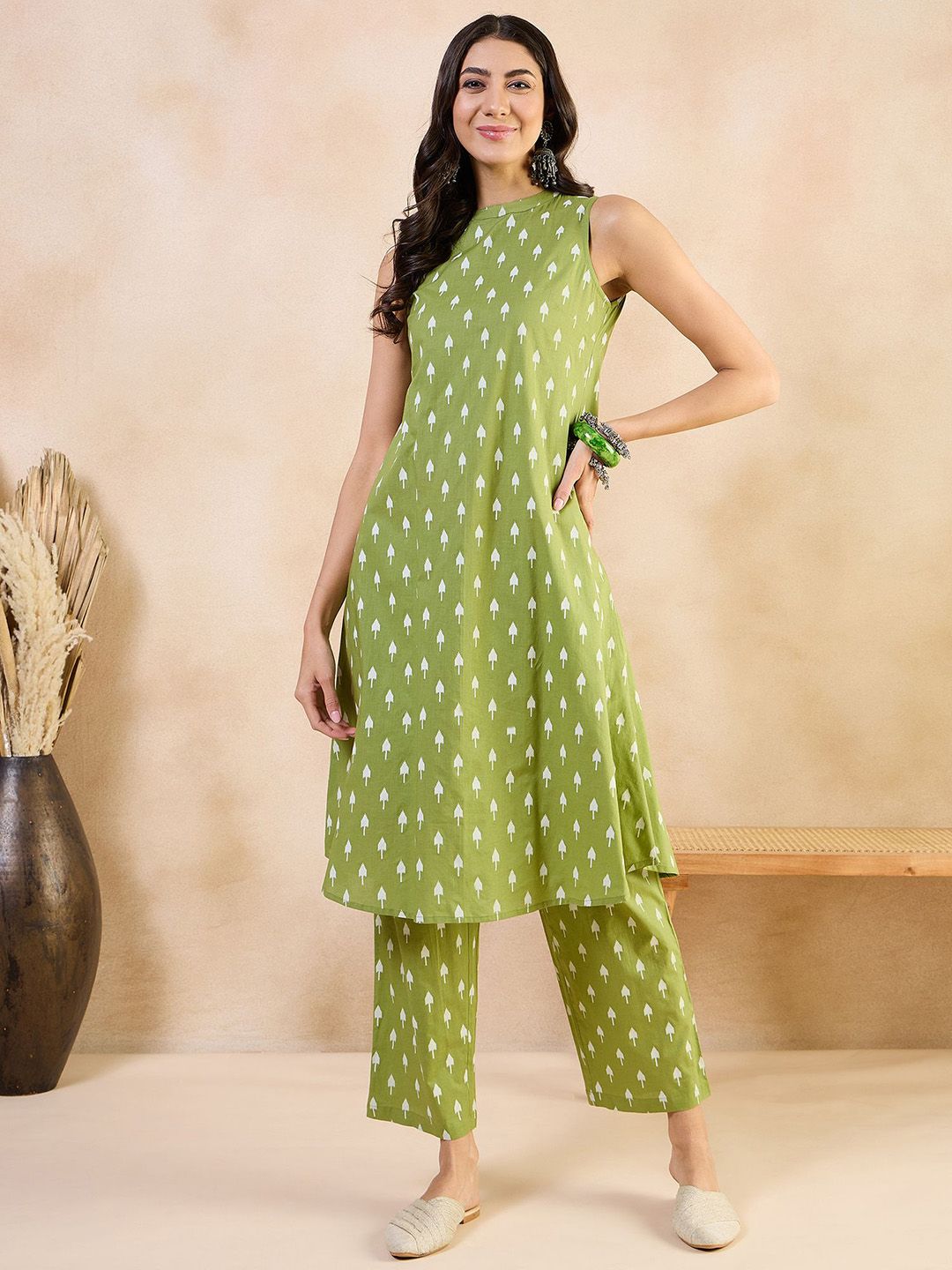 Anouk Printed Pure Cotton Kurta With Palazzo