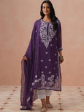Rumah Wanita Chikankari Sulaman Bunga Chikankari Bunga Indie Georgette Kurta