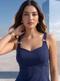 Mamicha Sweetheart Neck Peplum Top