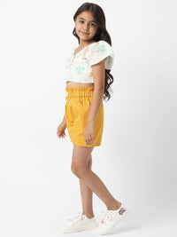 Nauti Nati Girls Floral Printed V-Neck Top With Shorts