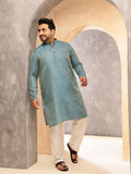 SOJANYA PLUS Men Ethnic Motifs Printed Festive Silk Straight Kurtas