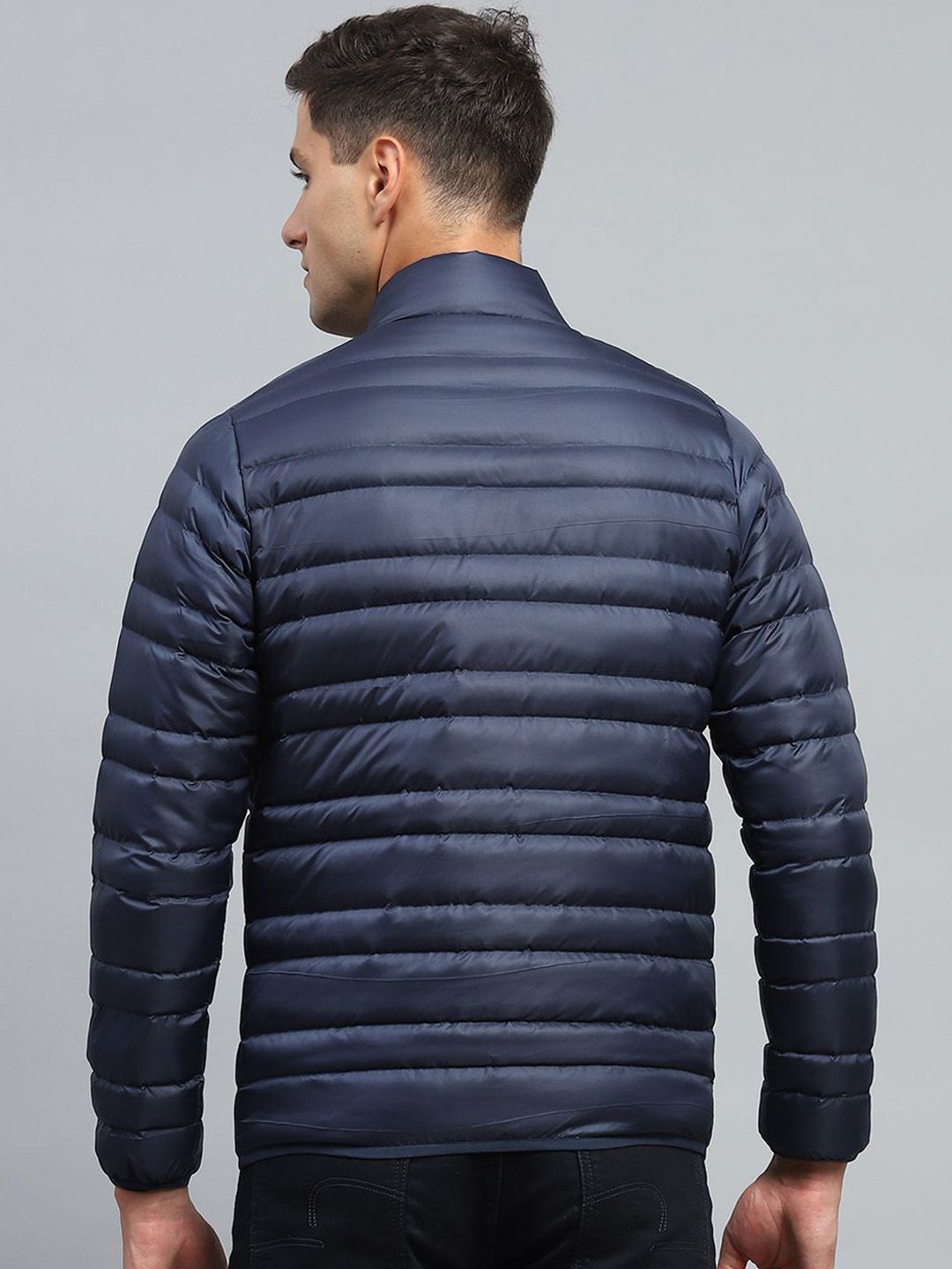 Monte Carlo Men Mock Collar Solid Casual Puffer Jacket