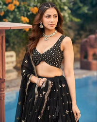 KALINI Embroidered Sequinned Semi-Stitched Lehenga & Unstitched Blouse With Dupatta