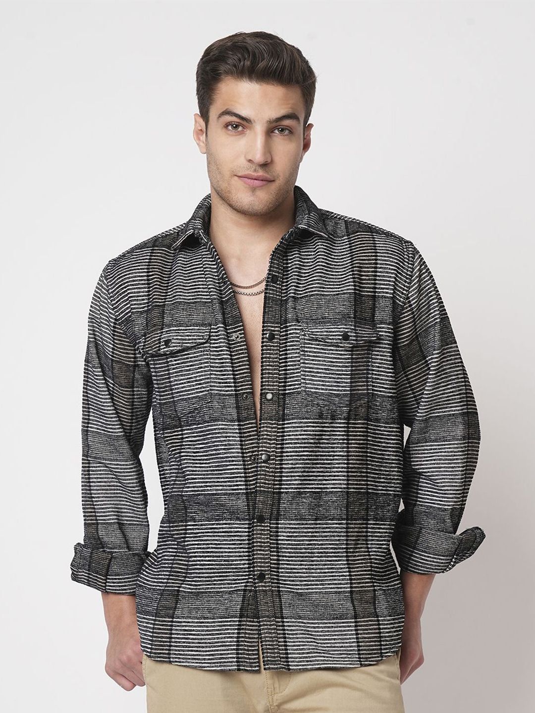 VASTRADO Men Classic Slim Fit Opaque Striped Casual Shirt