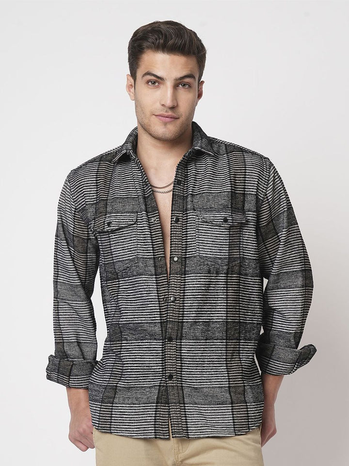 VASTRADO Men Classic Slim Fit Opaque Striped Casual Shirt