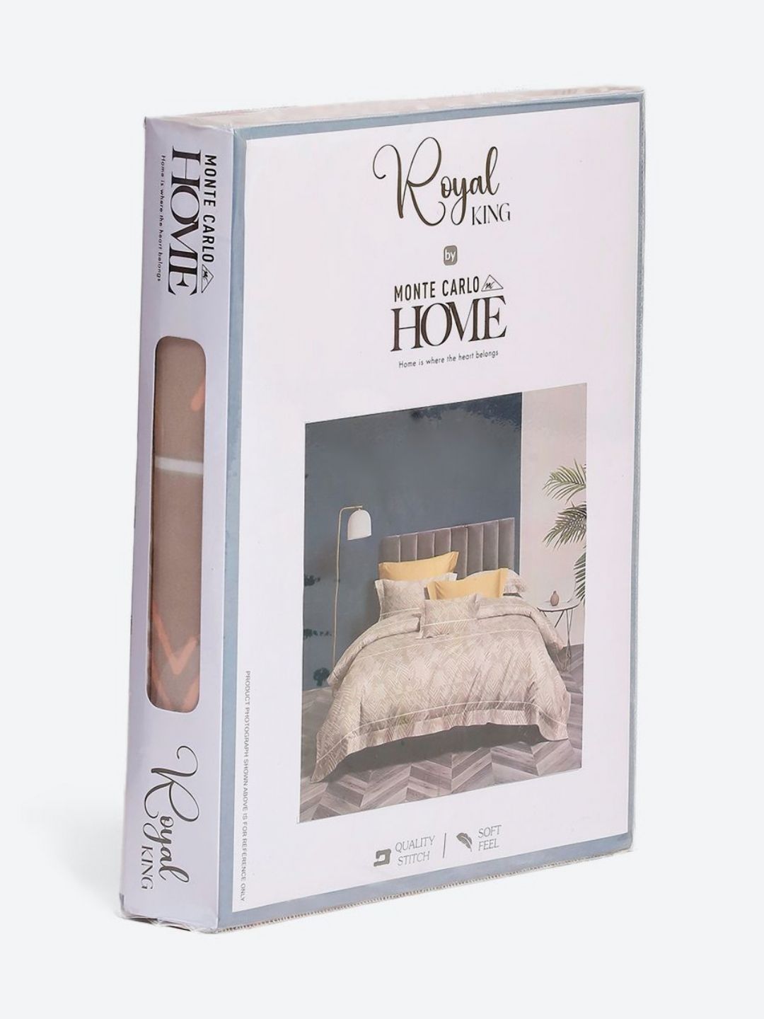 Monte Carlo Peach-Coloured & White Geometric 130 TC King Bedsheet Set-2.75 m x 2.75 m