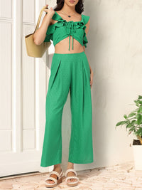 DressBerry Fashion-Fiend Ruffle Dobby Detail Pleated Co-Ords