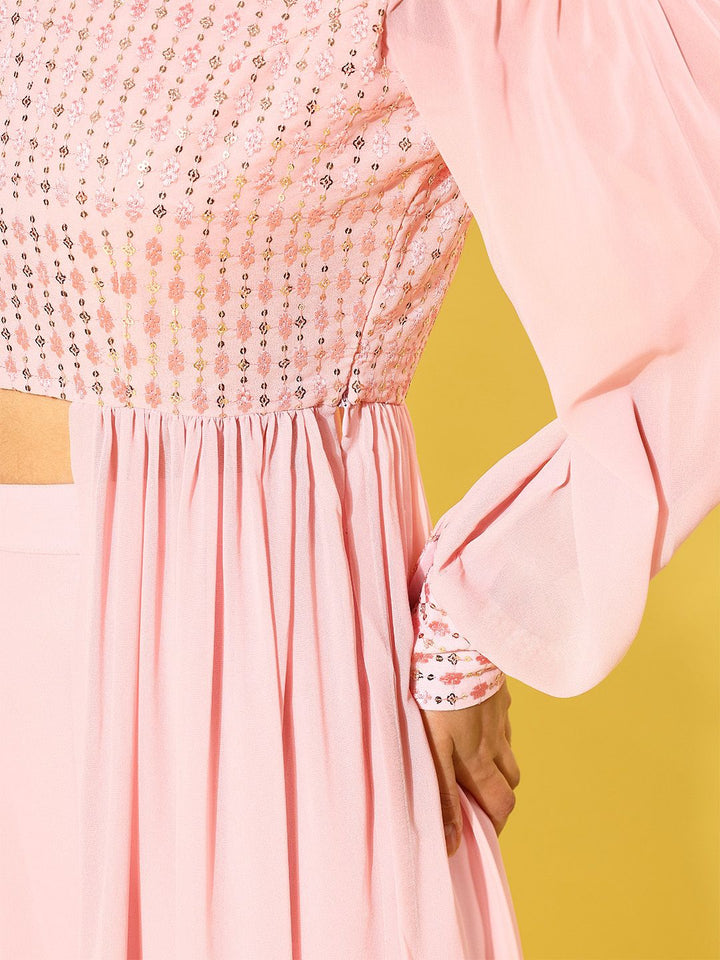 Libas Pink Embellished Tunic & Palazzos