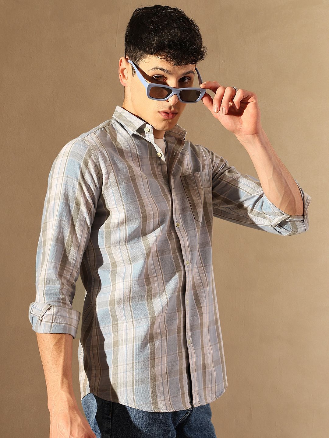 DENNISON Smart Tartan Checks Casual Shirt