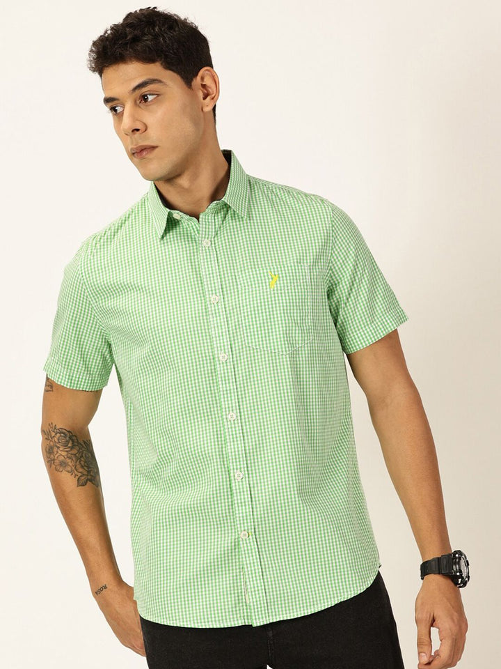 Thomas Scott Standard Slim Fit Checked Pure Cotton Casual Shirt