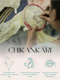 House of Chikankari Women Yellow Chanderi Chikankari Embroidered Kurta