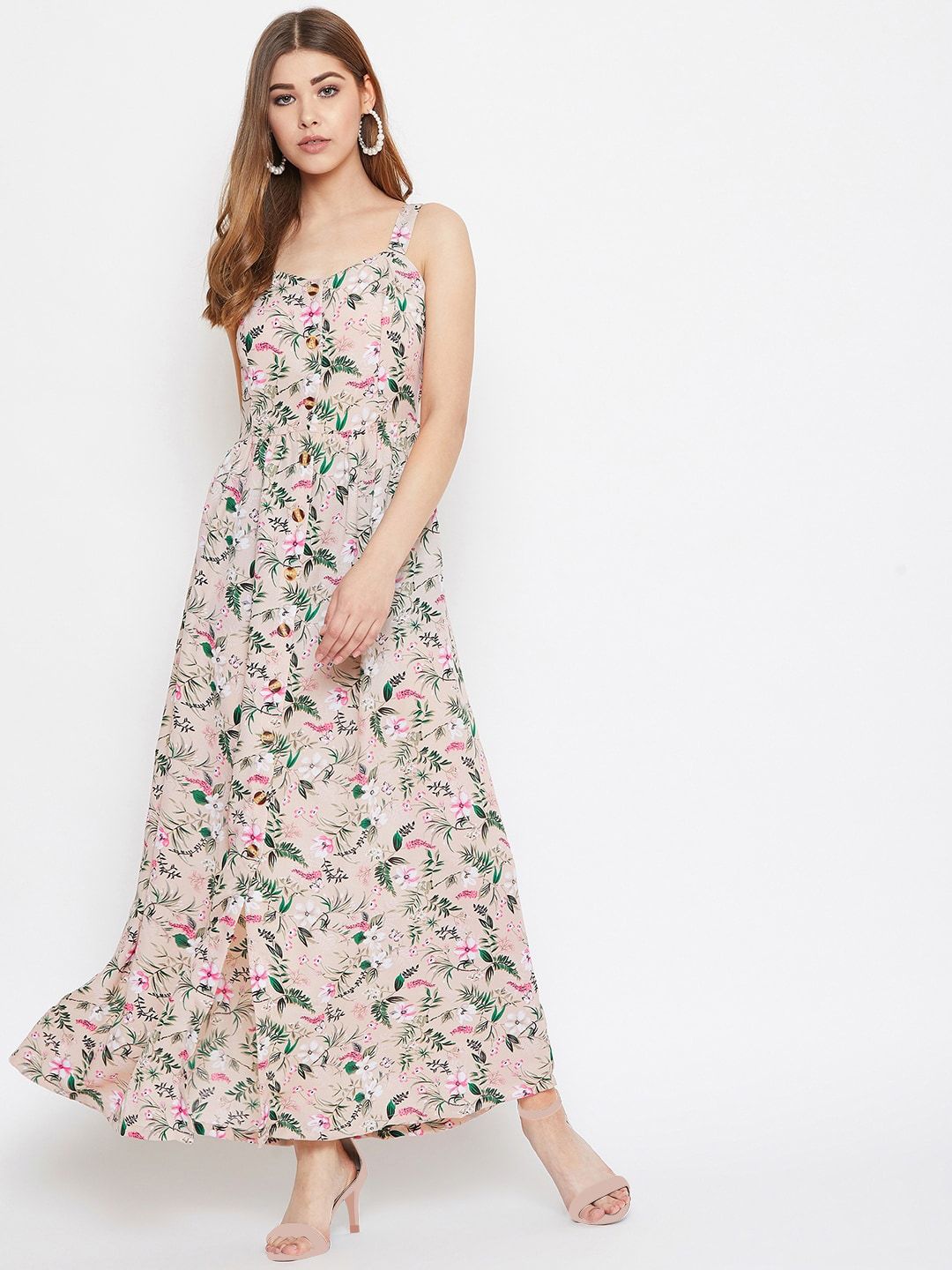 Berrylush Floral Crepe Maxi Dress