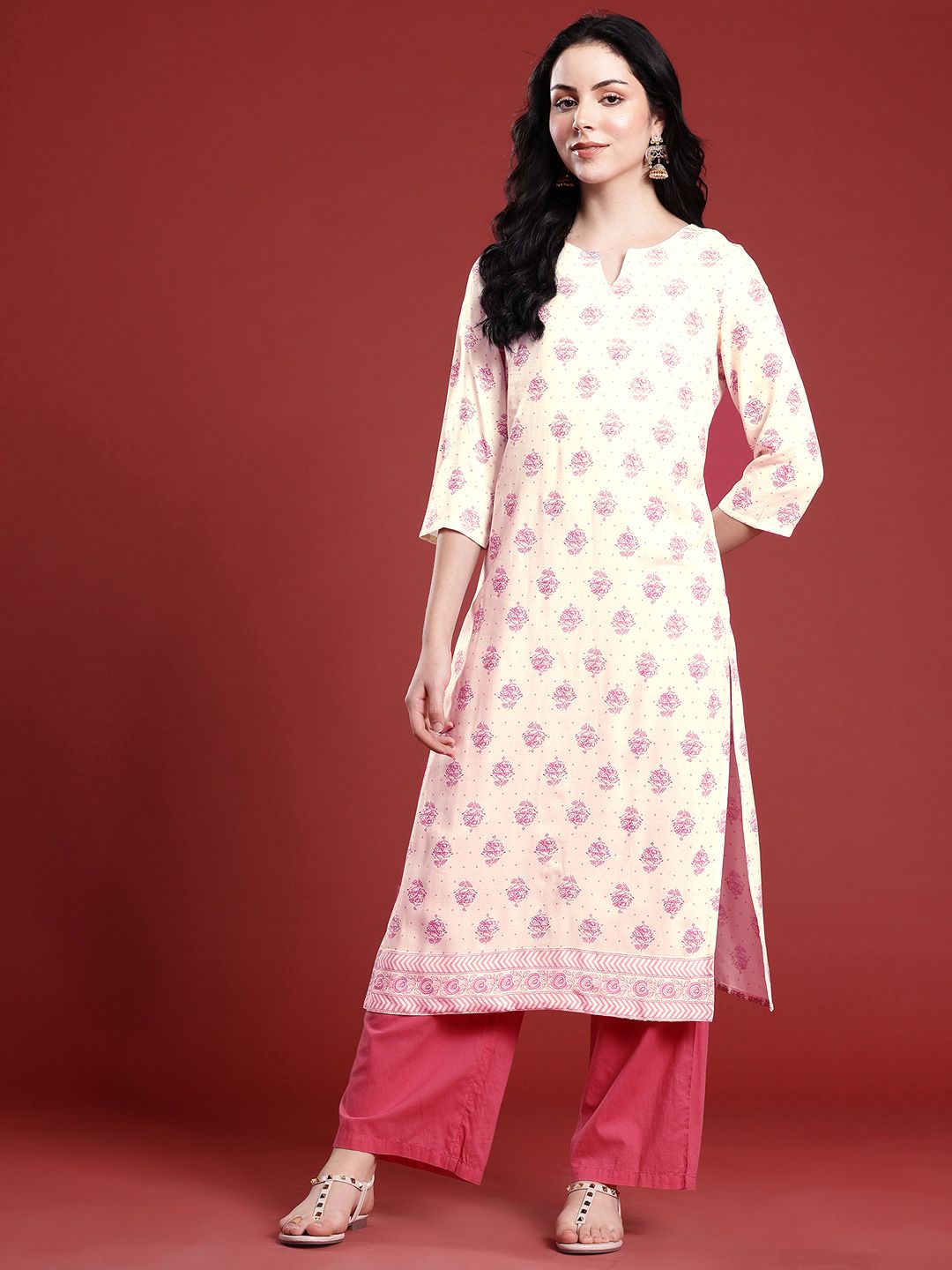 Anouk Floral Printed Straight Kurta