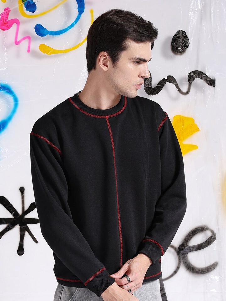 The Indian Garage Co Round Neck Long Sleeves Embroidered Pullover Sweatshirt
