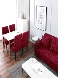 Cortina Burgundy Geometric Printed 3-Seater Sofa Covers
