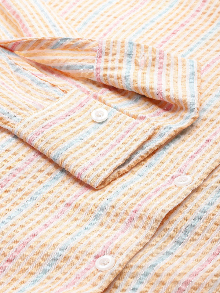 DressBerry Striped Seersucker Casual Shirt