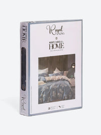 Monte Carlo Blue & Beige Floral Printed 130 TC King Bedsheet Set 2.75 m x 2.75 m