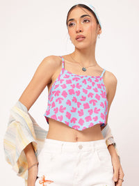 DressBerry Cotton Candy Cute Floral Strappy Crop Top