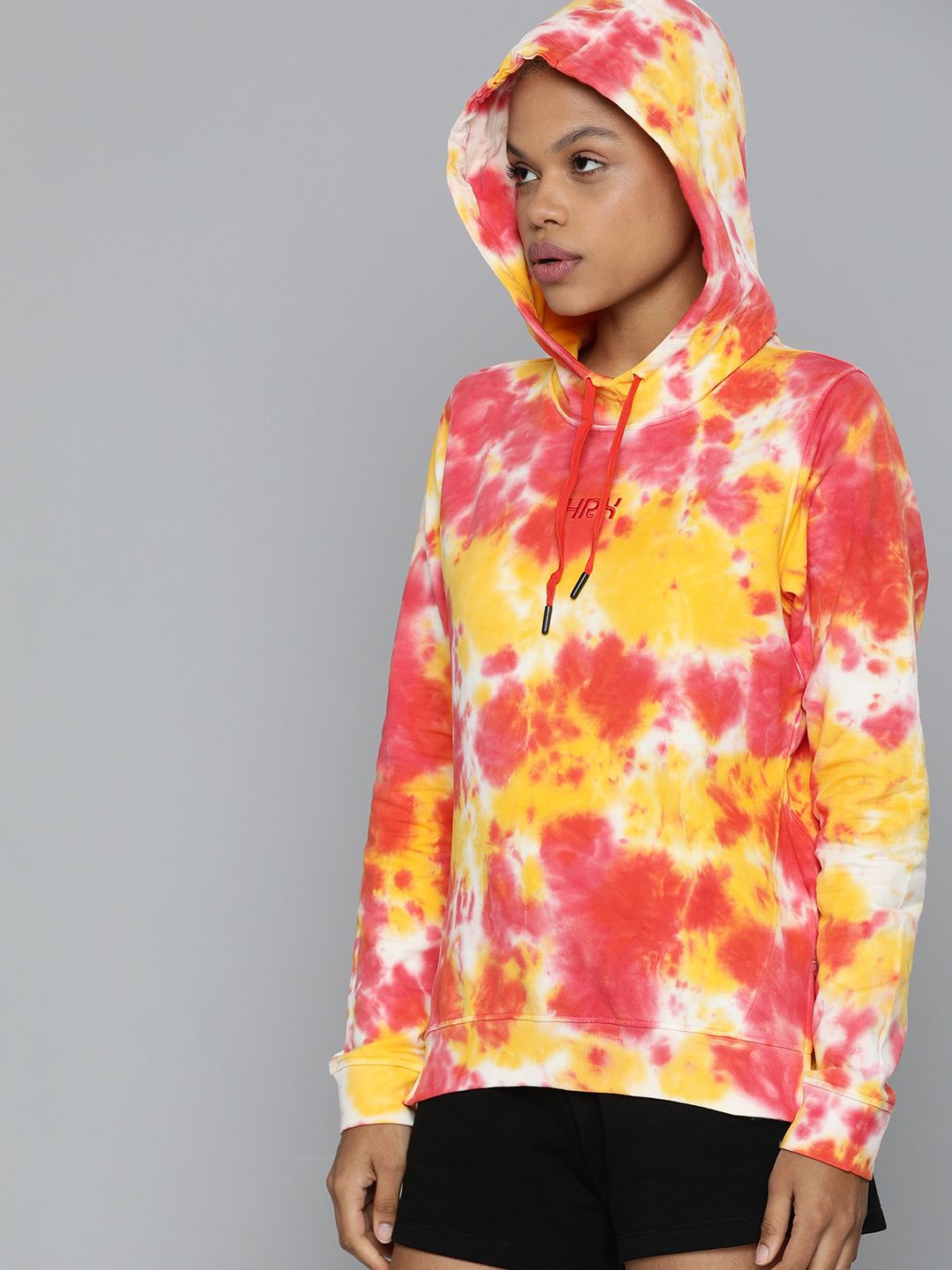 HRX By Hrithik Roshan Lifestyle Women Yellow & Pink Rapid-Dry Brand Carrier Sweatshirts