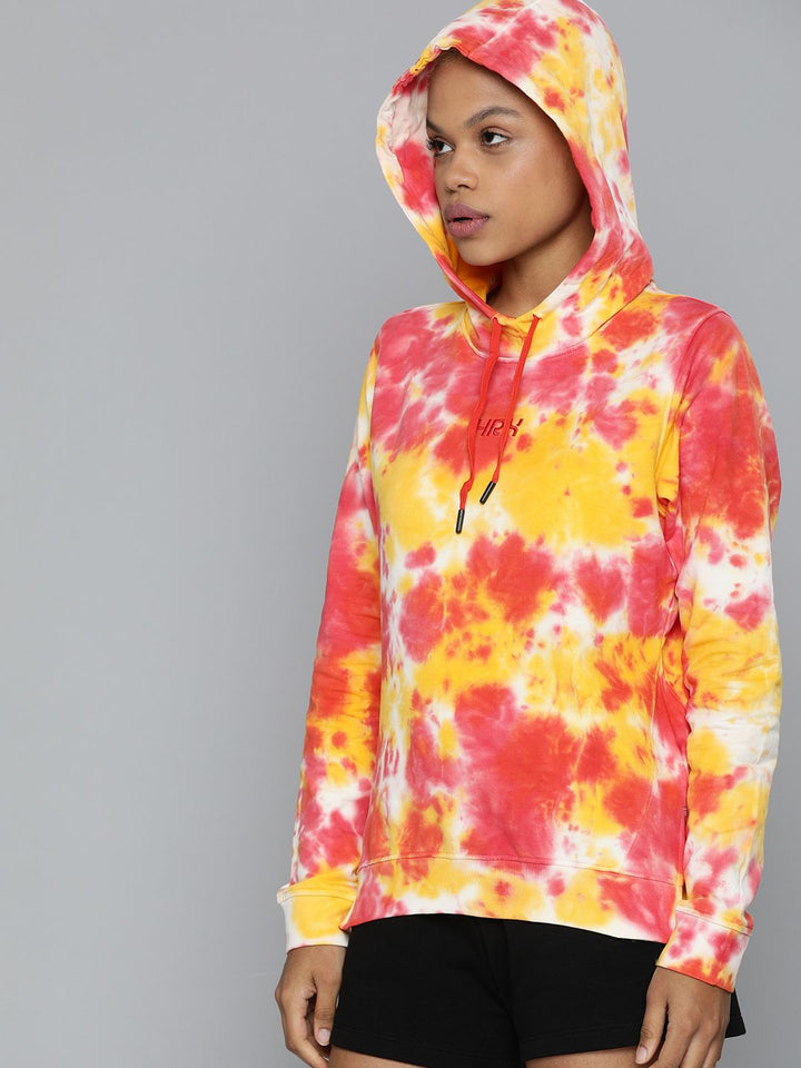 HRX By Hrithik Roshan Lifestyle Women Yellow & Pink Rapid-Dry Brand Carrier Sweatshirts