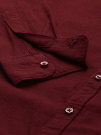 The Indian Garage Co Men Maroon Slim Fit Solid Casual Shirt