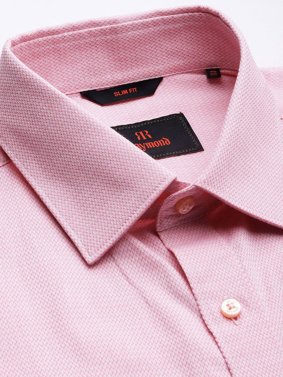 Raymond Pure Cotton Self Design Textured Slim Fit Formal Shirt