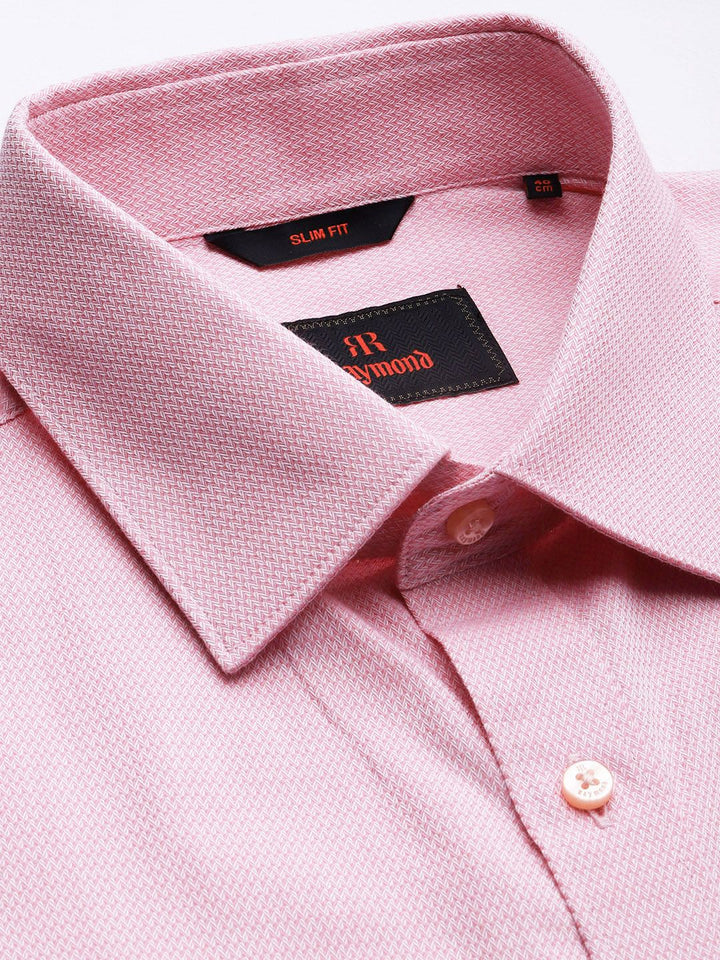 Raymond Pure Cotton Self Design Textured Slim Fit Formal Shirt