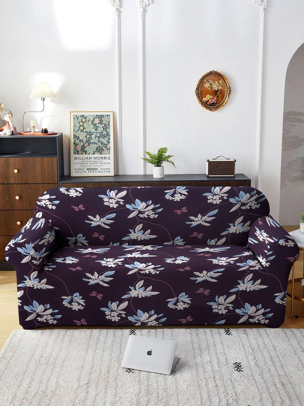 Cortina Brown & Beige Floral Printed 3-Seater Sofa Cover