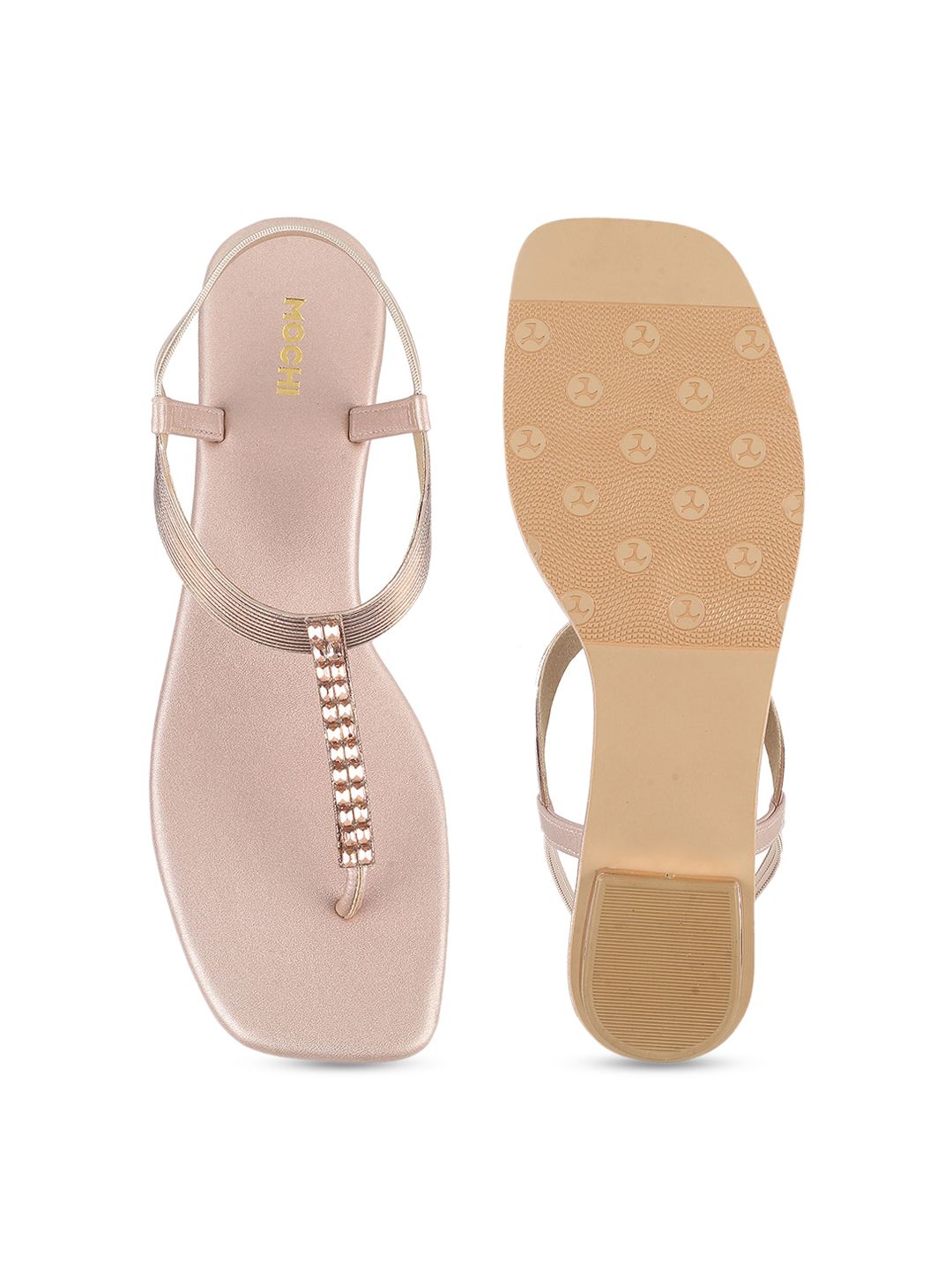 Mochi Embellished Open Toe Flats