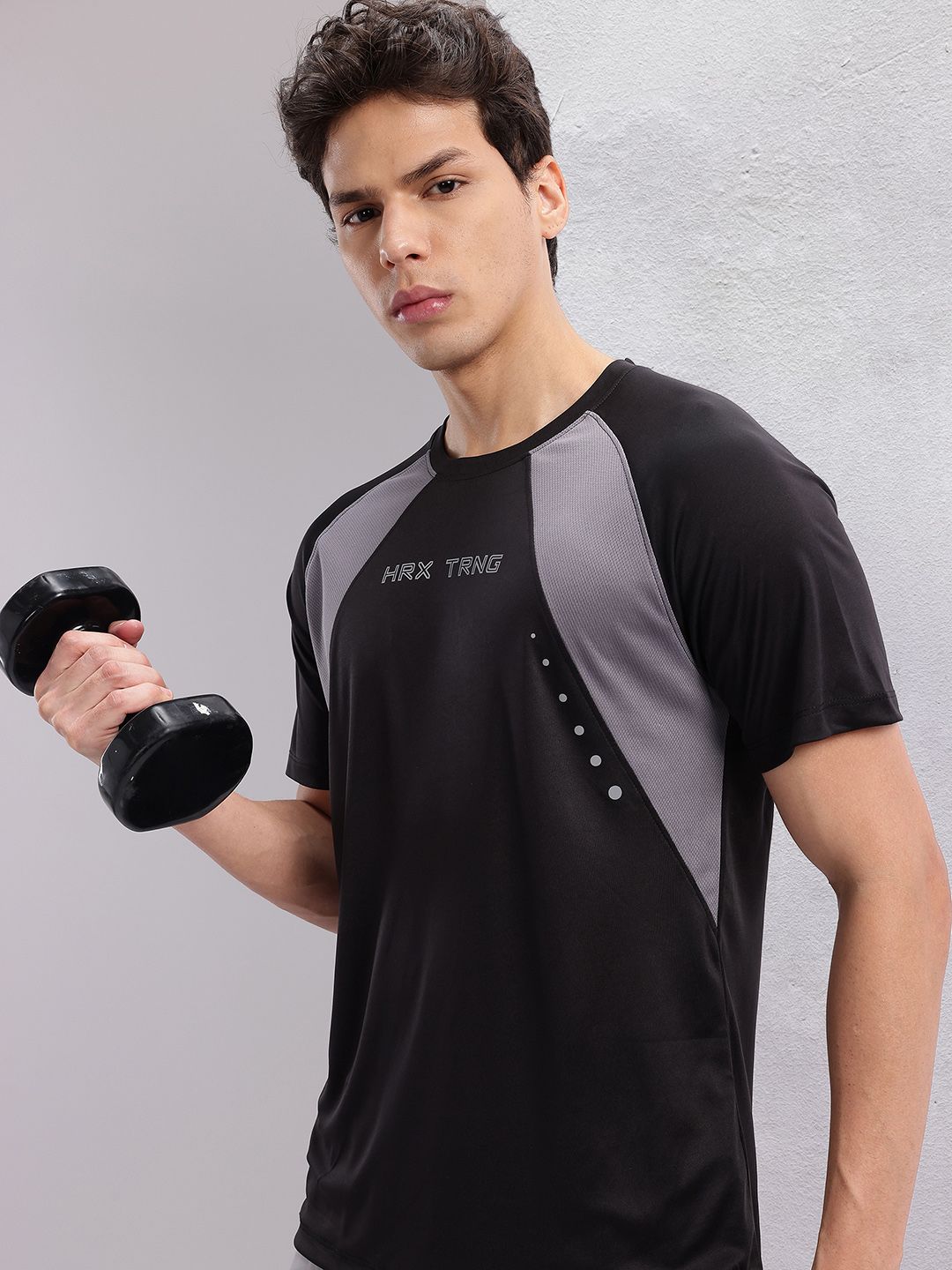 HRX by Hrithik Roshan Men Typography Printed Colourblocked Rapid-Dry Training T-shirt
