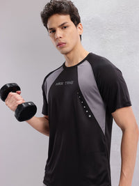 HRX by Hrithik Roshan Men Typography Printed Colourblocked Rapid-Dry Training T-shirt