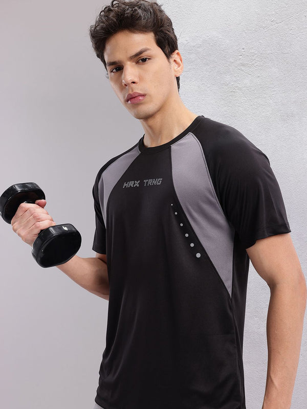 HRX by Hrithik Roshan Men Typography Printed Colourblocked Rapid-Dry Training T-shirt