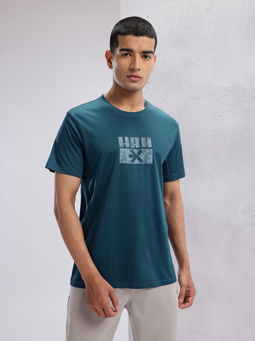 HRX by Hrithik Roshan Brand Logo Printed Rapid Dry Training Tshirt