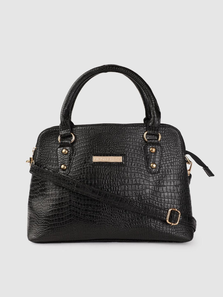 Lino Perros Black Croc Textured Handheld Bag