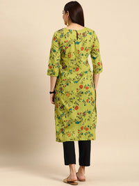 Anouk Women Green & Red Floral Printed Pure Cotton Kurta