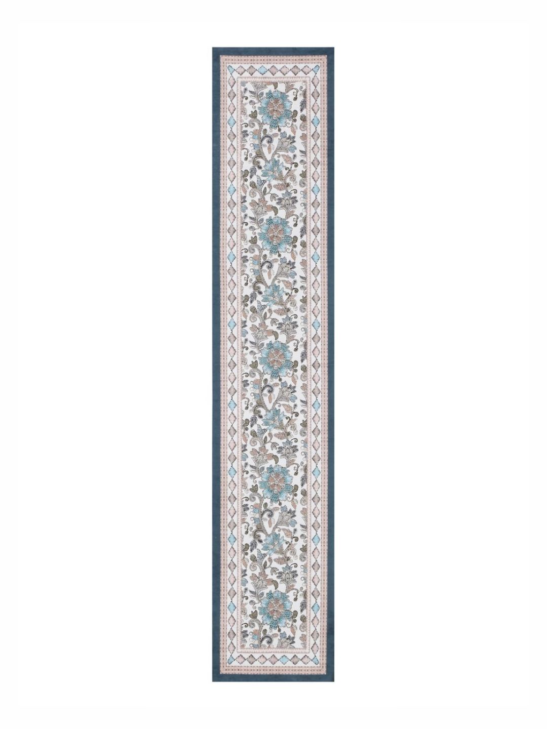 HOSTA HOMES White & Grey Floral Printed Velvet Table Runner