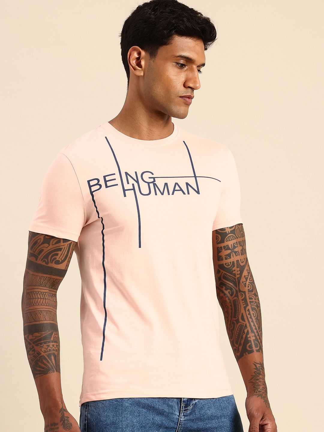 Being Human Brand Logo Printed Pure Cotton T-shirt