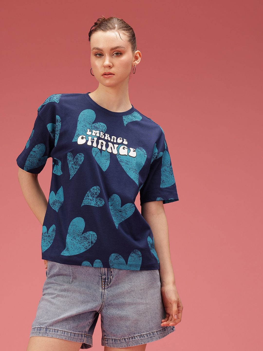 DressBerry Pure Cotton Graphic Printed Relaxed Fit T-shirt