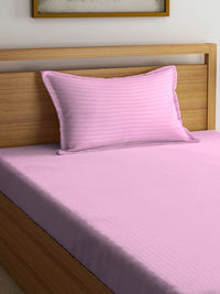 KLOTTHE Striped 300TC Single Bedsheet With Pillow Cover