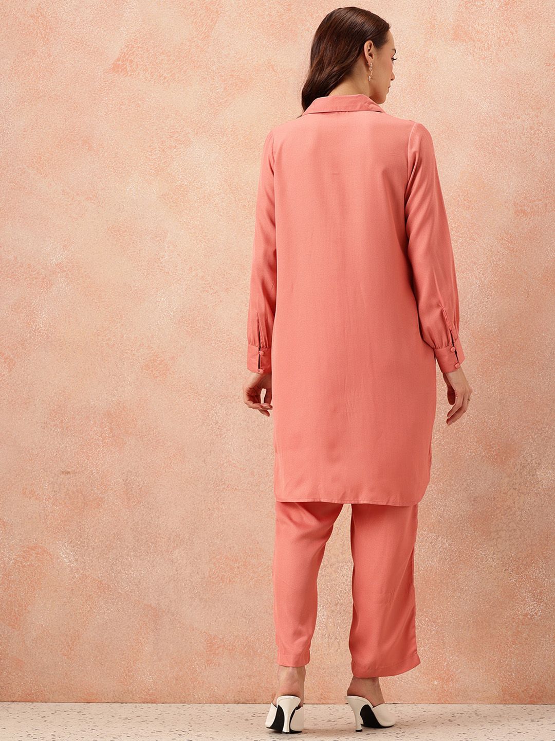 all about you Solid Shirt Collar Co-Ords