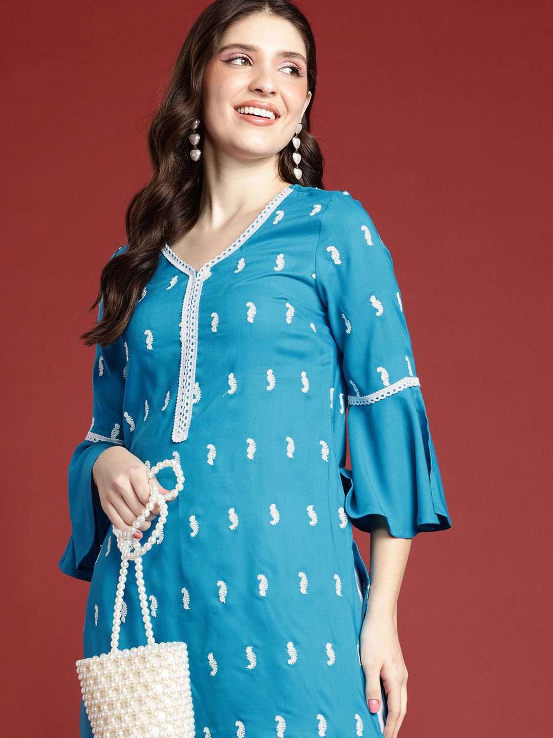 Anouk Women Ethnic Motifs Embroidered Regular Kurta with Trousers