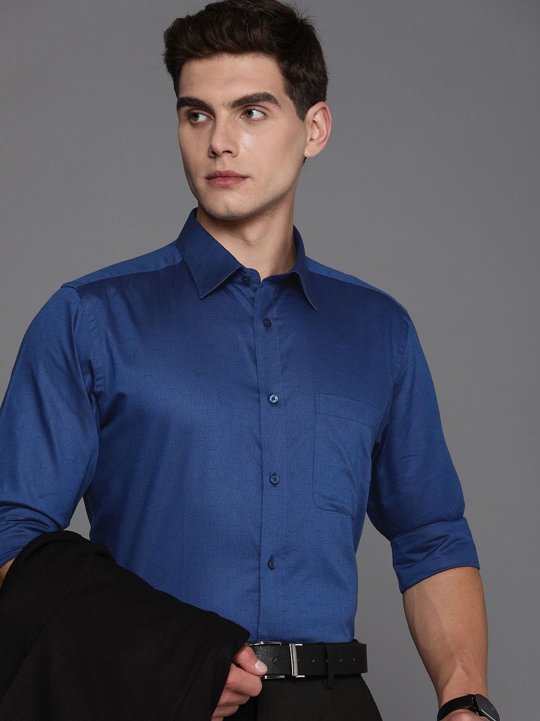 Raymond Self Design Slim Fit Pure Cotton Formal Shirt