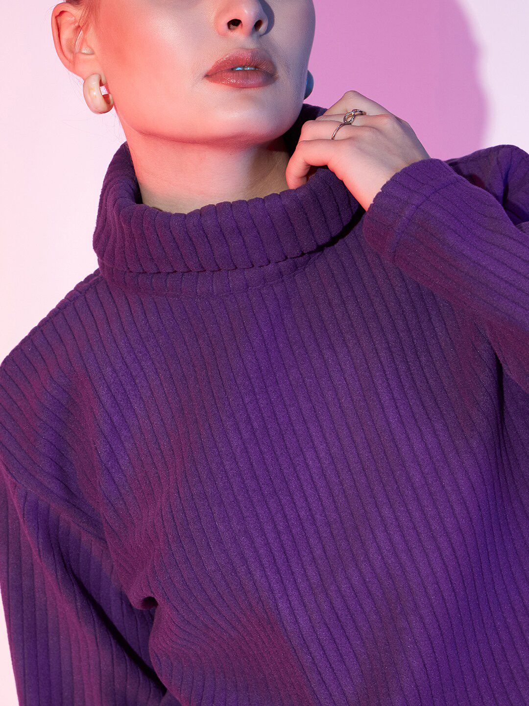 STREET 9 Knitted High Neck Crop Top